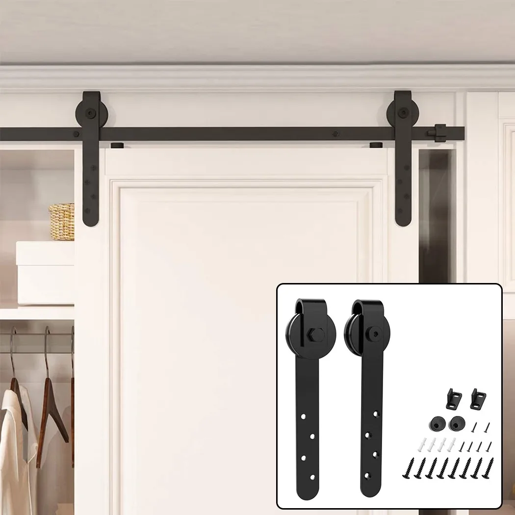 

Mini Barn Door Sliding Kit Black Sturdy Hardware Kits For Cabinet Doors Rail Set Smooth Silent Easy Installation
