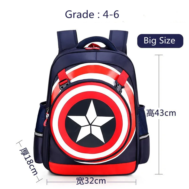 Disney New School Bags For Boys Captain America Primary Student Shoulder Orthopedic Backpack Large Capacity Grade 1-6 Mochila