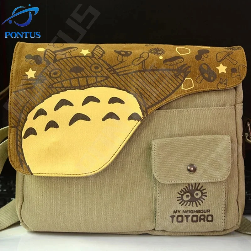 

Холщовая сумка-мессенджер с рисунком аниме Totoro, большие тоуты, Мультяшные сумки через плечо, вместительная сумка-мессенджеры, большой тоут