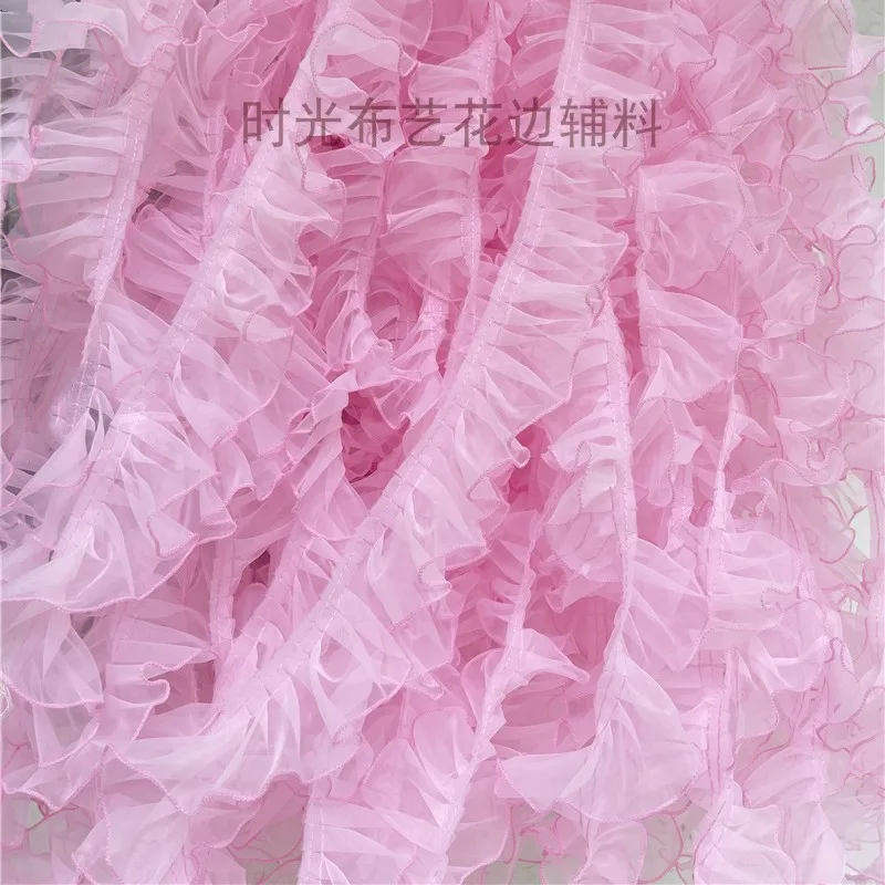 

6CM Colorful Organza Pleated Lace Trims Ribbon Fabric Applique Fold Ruffle Dresses DIY Sewing Supplies Craft