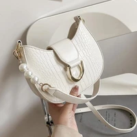 small stone pattern solid color pu leather saddle crossbody bags for women design female luxury shoulder handbags