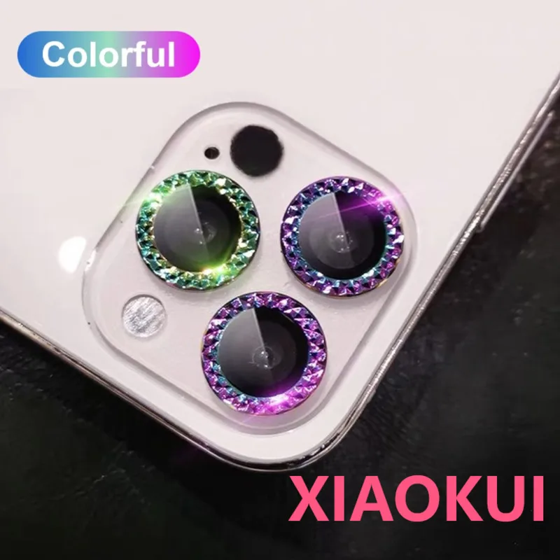

Роскошное кольцо для алмазного объектива Защита экрана Закаленное стекло пленка для камеры для iPhone 13 Pro Max 11Pro 12Mini 11 металлический жесткий че...