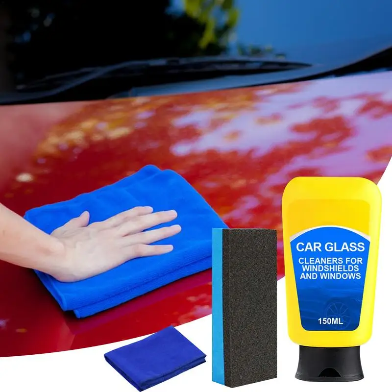 

Windshield Glass Cleaner Fast Acting Glass Cleaning Streak Free Windshield Detergent With Sponge Applicator For Home car Mirror