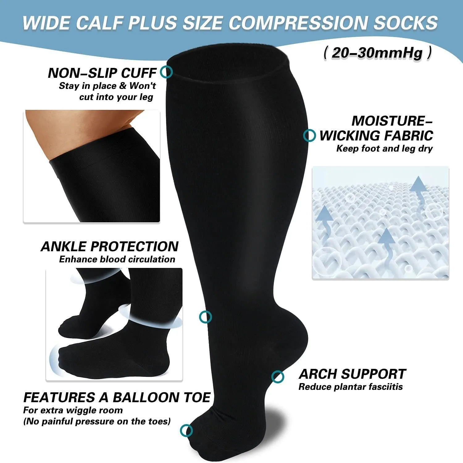 Fat Plus Size Compression Socks Sports Fitness Compression Socks Hot Fat anti-fatigue Pain Relief Elastic Obesity Socks
