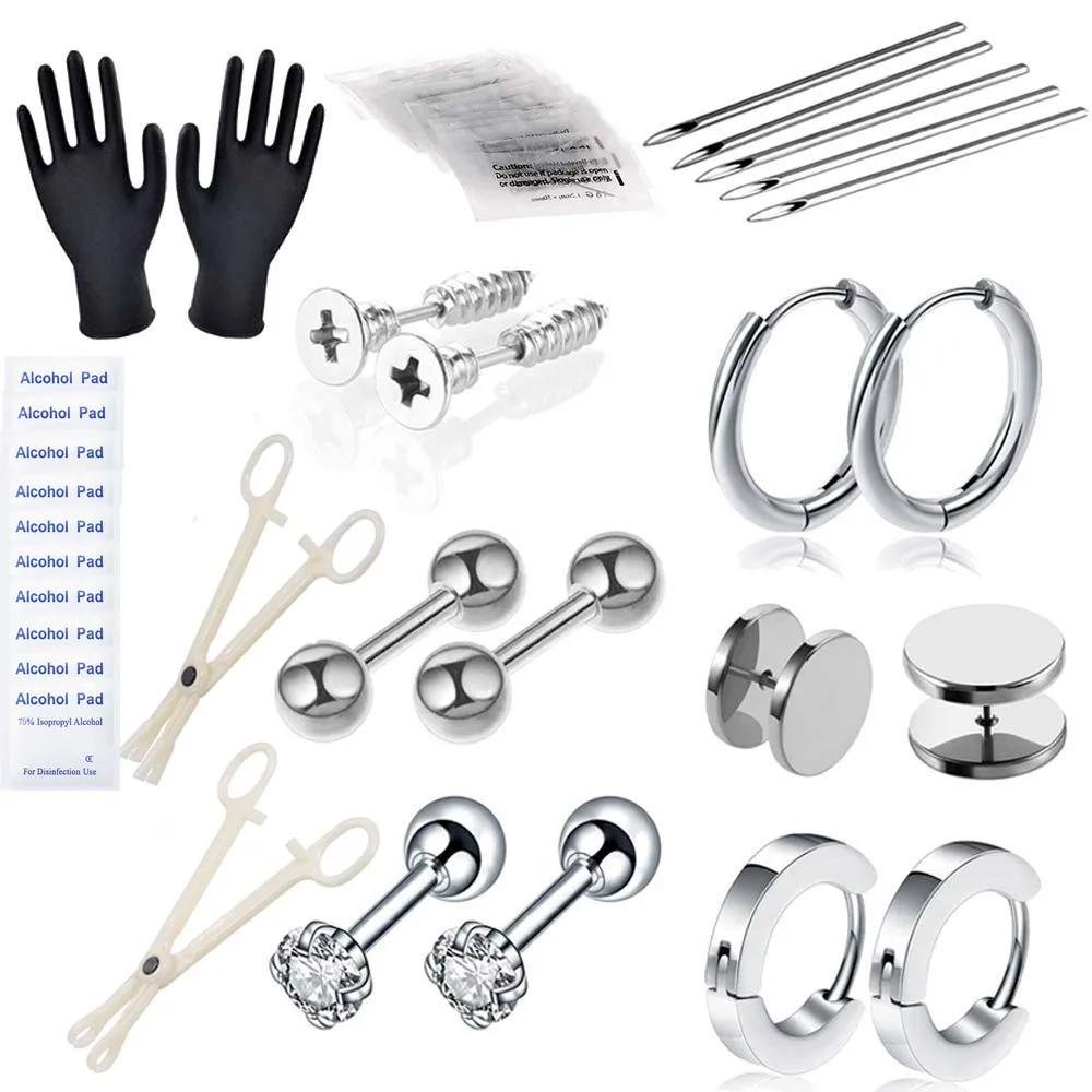 Набор Для Пирсинга Ушей из нержавеющей стали профессиональные