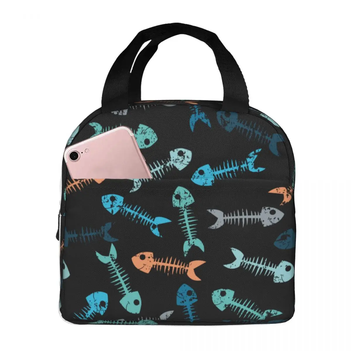 Lunch Bags for Men Women Fish Bones Thermal Cooler Portable Picnic Travel Oxford Tote Food Storage Bags