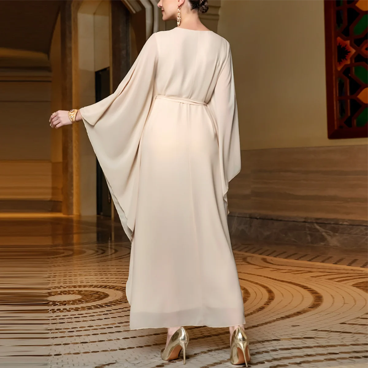 Symphony Butterfly Sleeve Kaftan Dress Middle Eastern Women's Abaya Dress