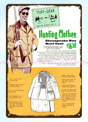 Уникальная металлическая стена 1957 Tuff-Gear одежда для рыбалки и охоты металлический