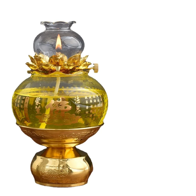 

Buddha Worshiping Lamp Butter Lamp Household Worship Lucky Liquid Oil Lamp Pilot Lamp Lotus Lamp Buddha