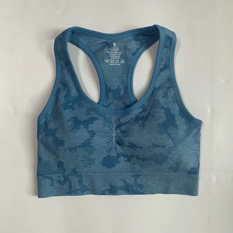 Бесшовный Камуфляжный бюстгальтер для йоги с широкими полосками - купить по