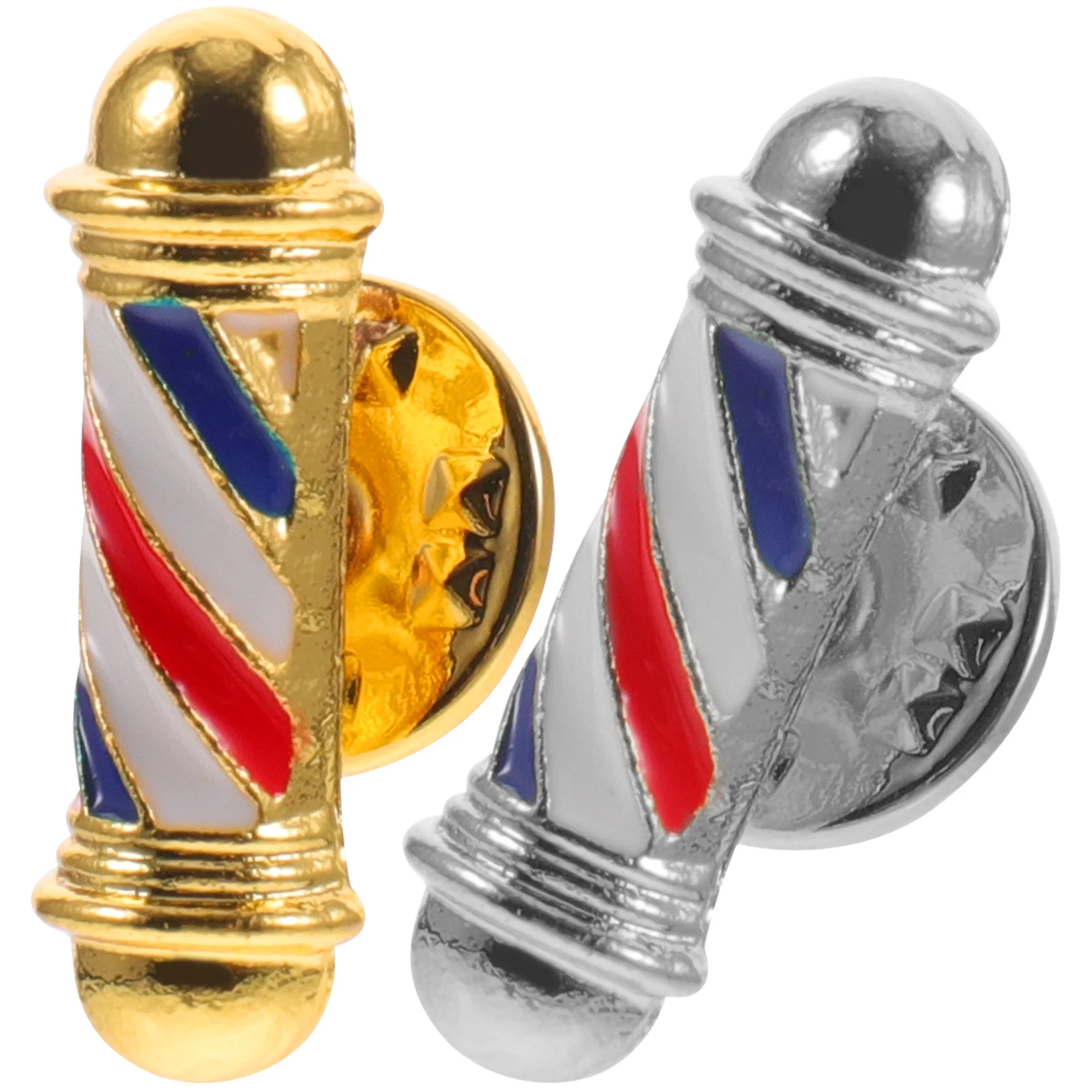 

2Pcs Decorative Barber Shop Pole Lapel Pin Hairdresser Brooch Pin Decoration