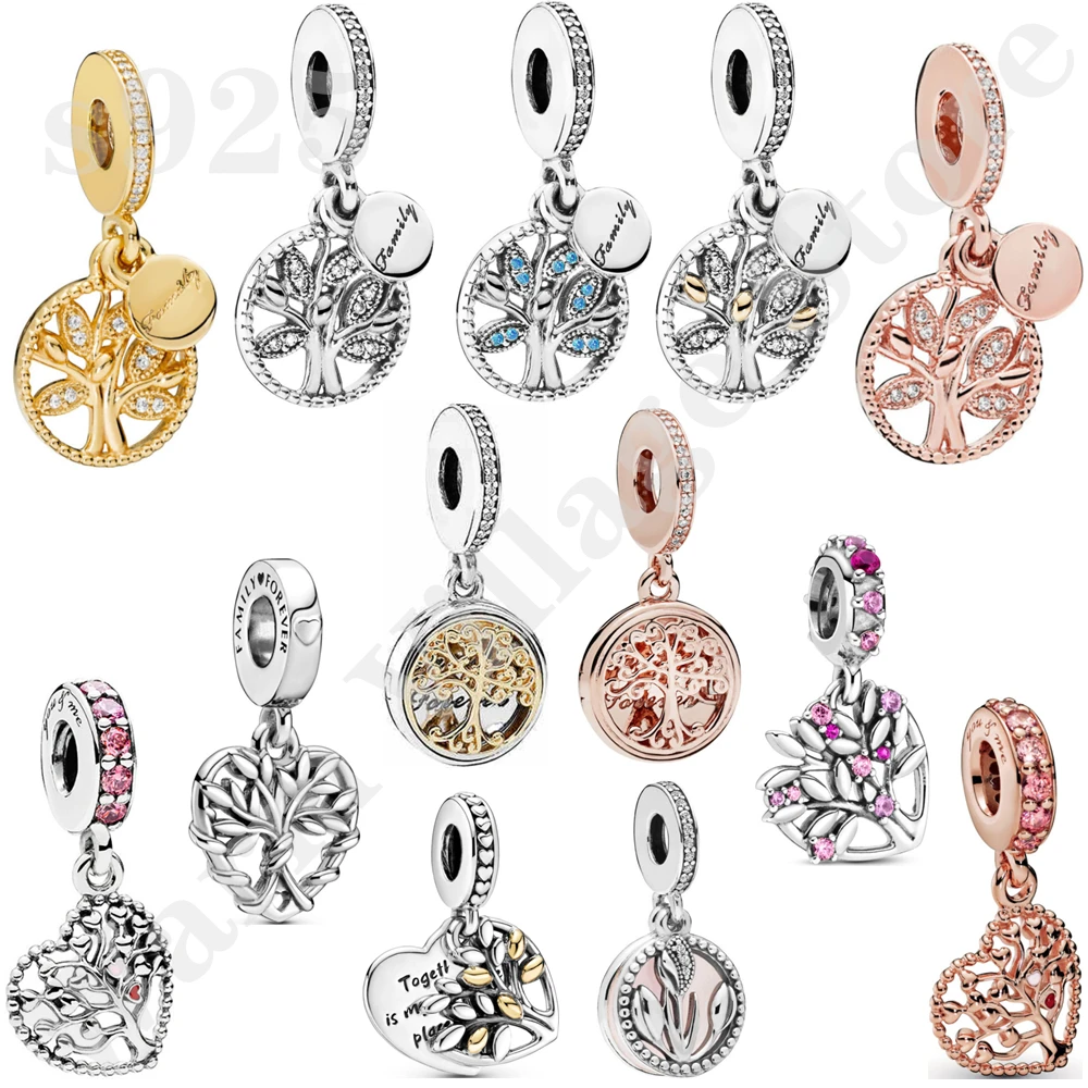 

925 Sterling Silver Bead Jewelry Refined DIY Bead Genealogy Tree of Life Pendant Compatible with Original Charm Bracelet