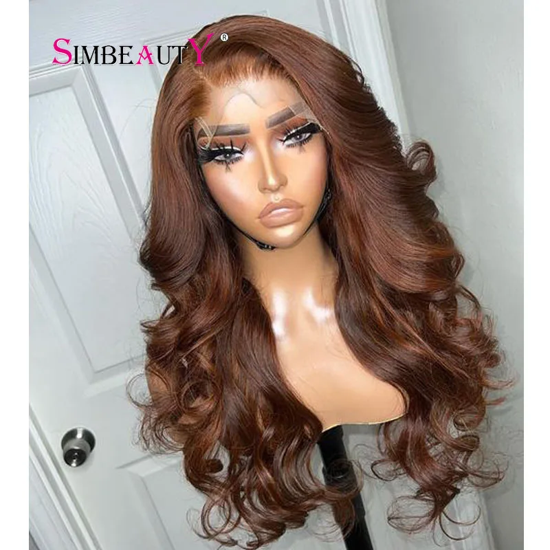 

Безклеевые темные коричневые волнистые 100% человеческие волосы, стандартная плотность 200, парики на сетке 5x5, натуральные волосы для женщин