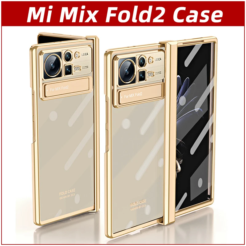 

Чехол для Xiao Mi Mix Fold 2, противоударный защитный чехол Mix Fold2, прозрачный жесткий чехол со встроенным держателем для телефона и защитой экрана