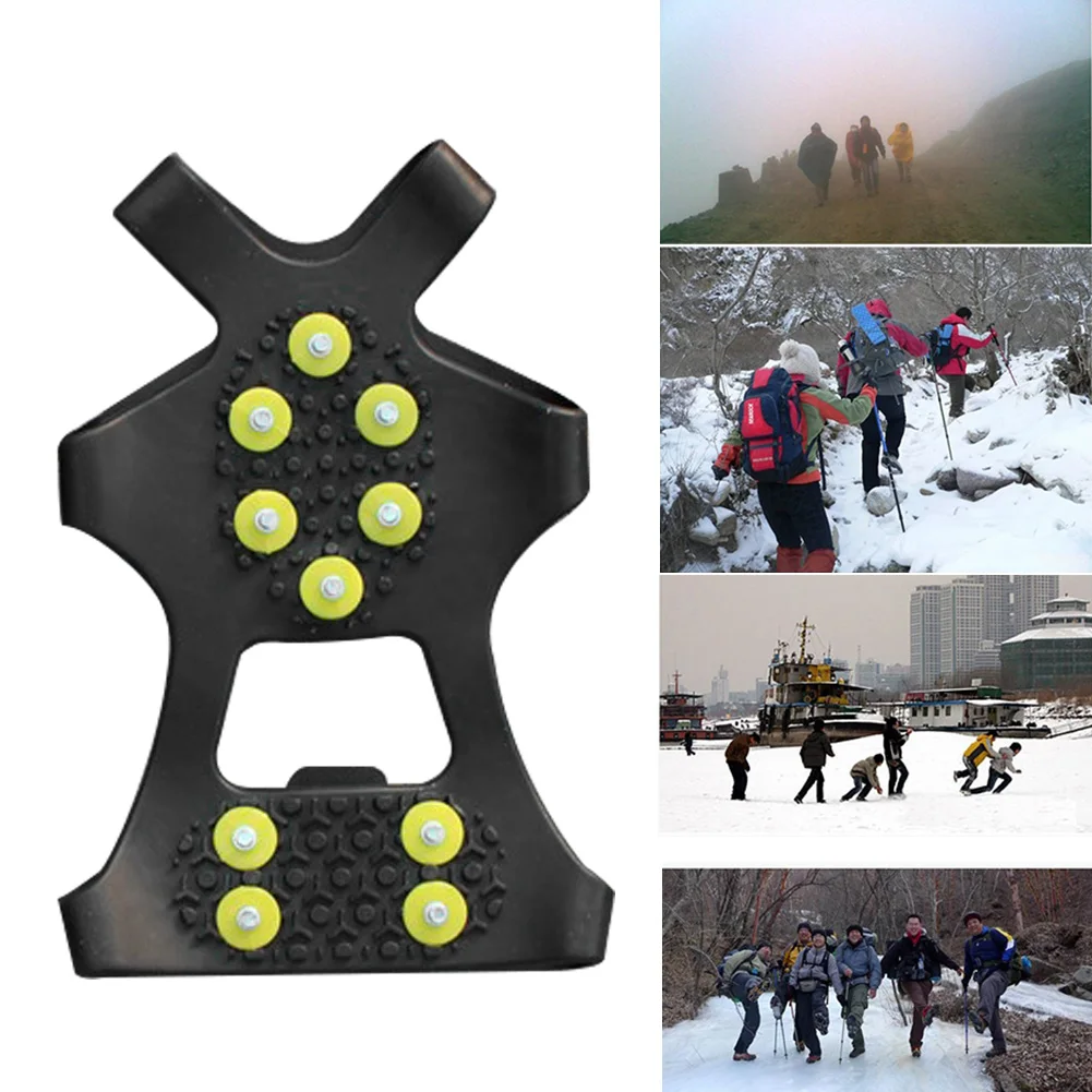 1 Pair 10 Studs Anti-Skid Ice Gripper Climbing Shoe Spikes Ice Grips Cleats Crampons Winter Climbing Anti Slip Shoes Cover