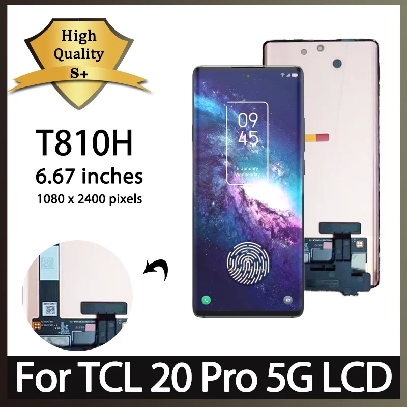 Фото 6,67-дюймовый AMOLED-дисплей для TCL 20 Pro 5G, сенсорный экран, дигитайзер в сборе, T810H, замена дисплея, ремонт №1