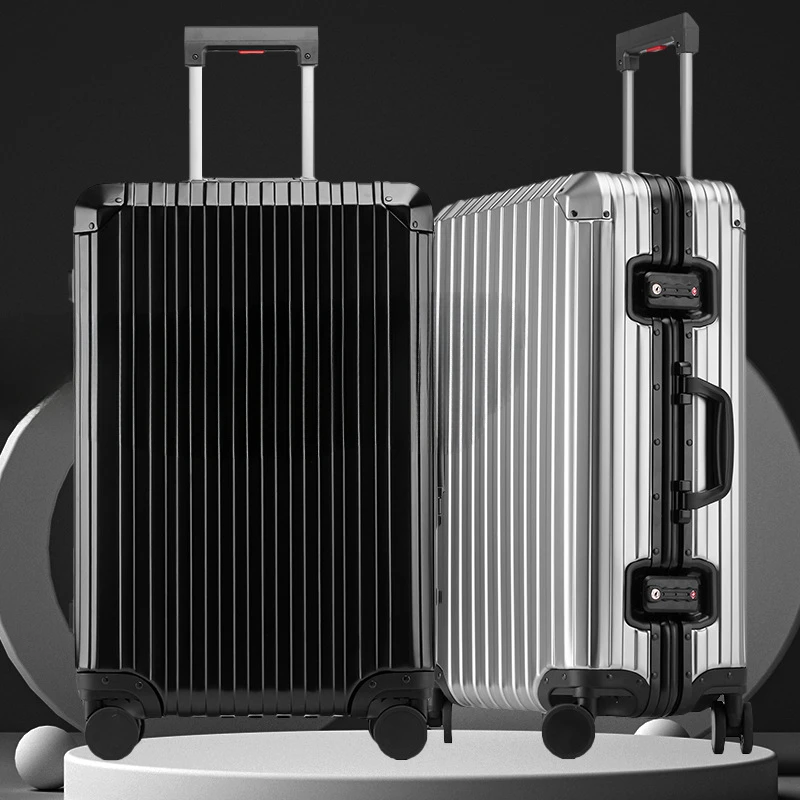 Luggage Gift All-Aluminum Magnesium Alloy 24-Inch Boarding Bag Metal Trolley Case Universal Wheel Famous Aluminium Suitcase