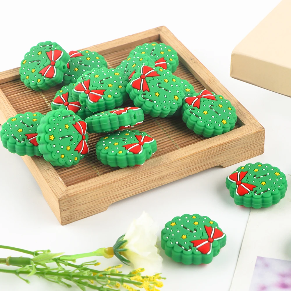 5/10Pcs Silicone Beads Christmas Focus Beads Food Grade For Jewelry Making DIY Pacifier Chain Bracelet Pen Keychain Accessories