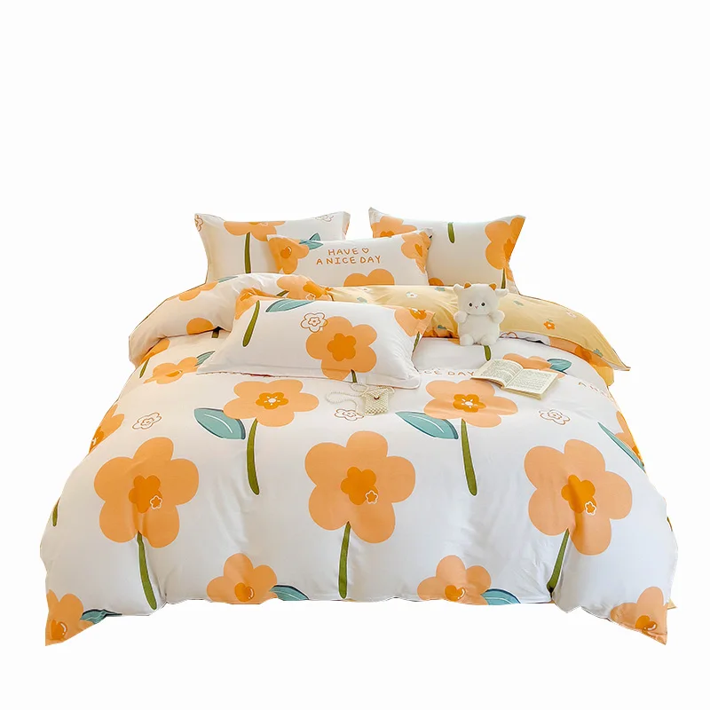 

Custom Size Duvet Cover + 2pcs Pillowcase 100% Cotton Flower Print Bedding Set King Queen Single Double RU Bedding Sets B87A