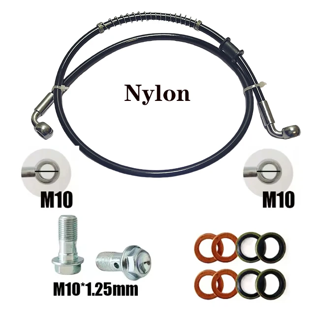 

90-90 градусов Мотоцикл Байк Плетеная линия Тормозной шланг Сцепление Масляная труба Гидравлическая труба банджо 30-500 см Универсальная гоночная M8 ~ M10