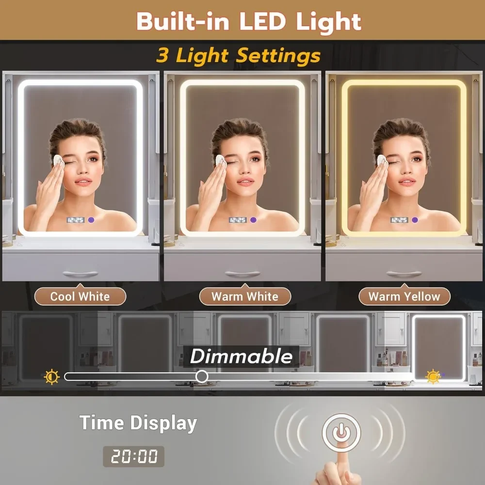Туалетный столик с зеркалом и подсветкой большой туалетный зарядной станцией 5