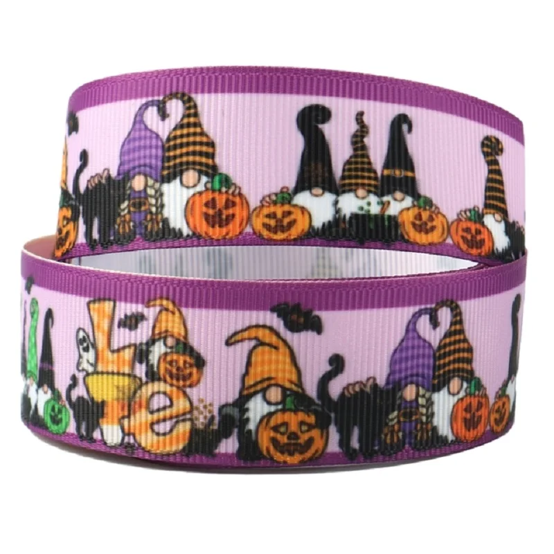 

50yards Halloween Printed Grosgrain Ribbon FOE Ribbon DIY Hairbows Webbing Party Decoration Crafts Gift Box Wrapping