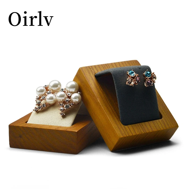 Oirlv Solid Wood Jewelry Display Stand Wooden Jewelry Rack For Earrings Stud Earring Holder Jewelry Display Rack Earring Stand