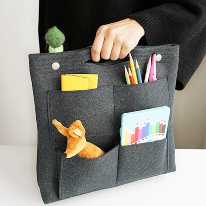 

Felt Insert Storage Bag Multi Pocket Travel Cosmetic Toiletry Bags Liner Bags for Tote & Handbag Women's Makeup Organizer