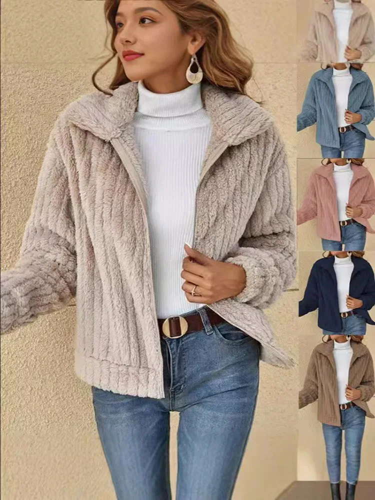 Женское мохеровое плюшевое пальто уютный Повседневный утепленный теплый