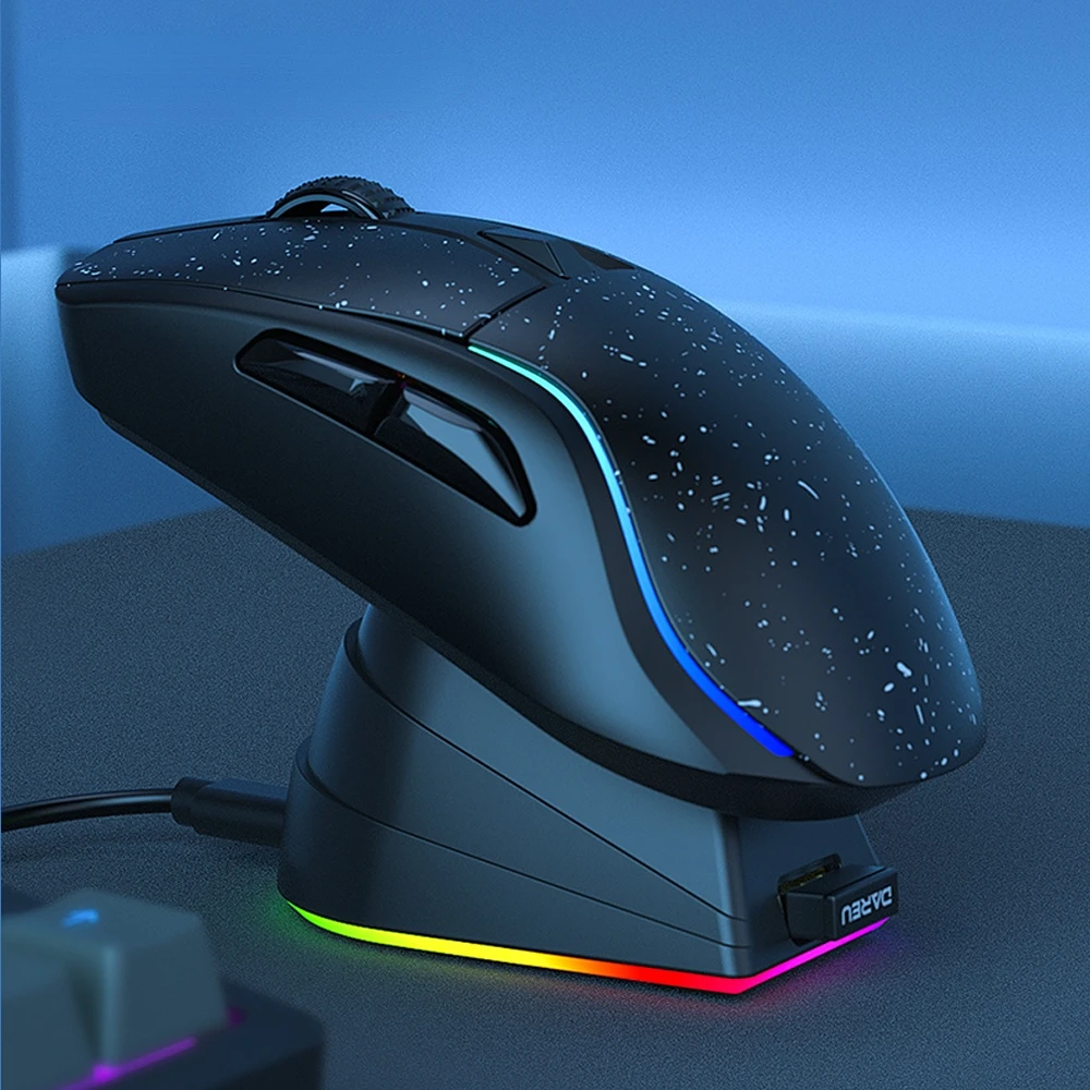 

PC Gaming Mouse Tri-mode Connect Bluetooth Wired 2.4G Wireless Mice with Charging Base KBS Buttons for Laptop Gamer