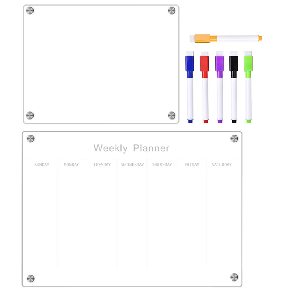 

Акриловая доска для сообщений, маленькие доски для сухого стирания, прозрачная доска для холодильника, расписание, магнитное напоминание, без рисунка, календарь
