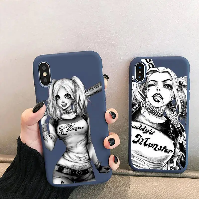 

Suicide Squad Birds of Prey Harley Quinn Joker Phone Case for iPhone 13 12 mini 11 Pro XS MAX X XR 7 8 6 Plus Candy Color blue