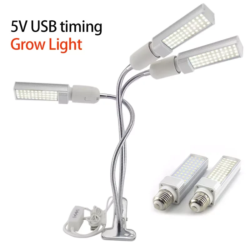 

NEW Spectrum indoor Plant LED Grow Light Phyto Lamp 3 Head USB timer Growing Lights growbox Growth room greenhouse Clip Holder