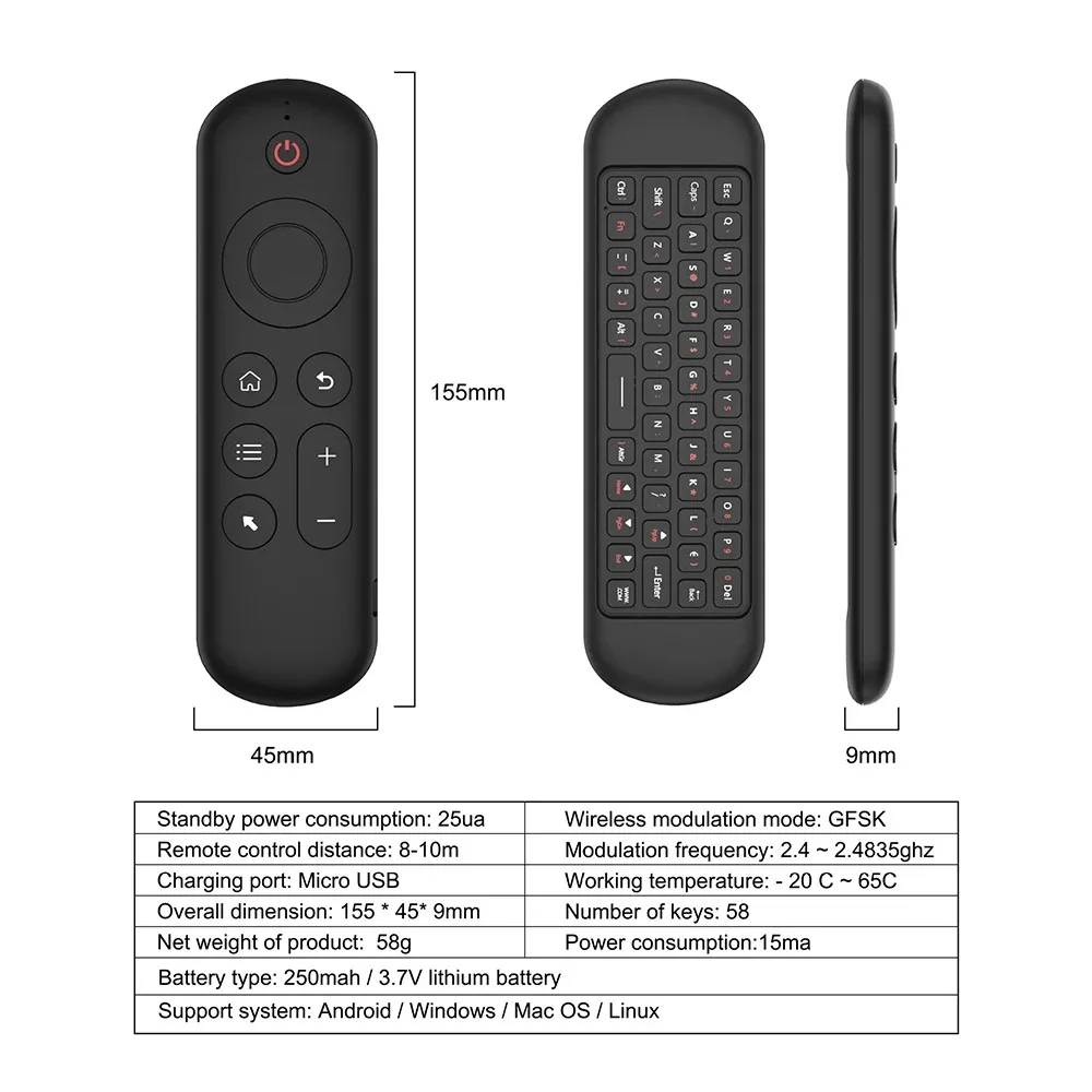 Пульт дистанционного управления Air Mouse Голосовой гироскоп 7-цветная мини-клавиатура с подсветкой Двухрежимная 2,4G BT5.2 Беспроводная связь для Android Smart TV Box PC (art.: 3920cd72bb8f3) - 3920cd72bb8f3