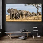 Черно-белые животные плакаты и принты Холст Картина Африканский Дикий слон семейная картина на стену домашний Декор без рамки
