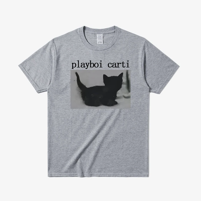 Playboi Carti большие футболки в стиле хип-хоп с милым котом в стиле Харадзюку, футболка с принтом, обычные мужские топы, качественная футболка-репер 80031 (art.: 3920ccde5f421) - 3920ccde5f421