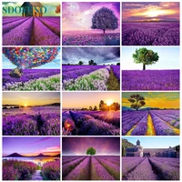 sdoyuno diy painting by numbers lavender oil paint by numbers kit flower on canvas handpainted wall art picture gift home decor