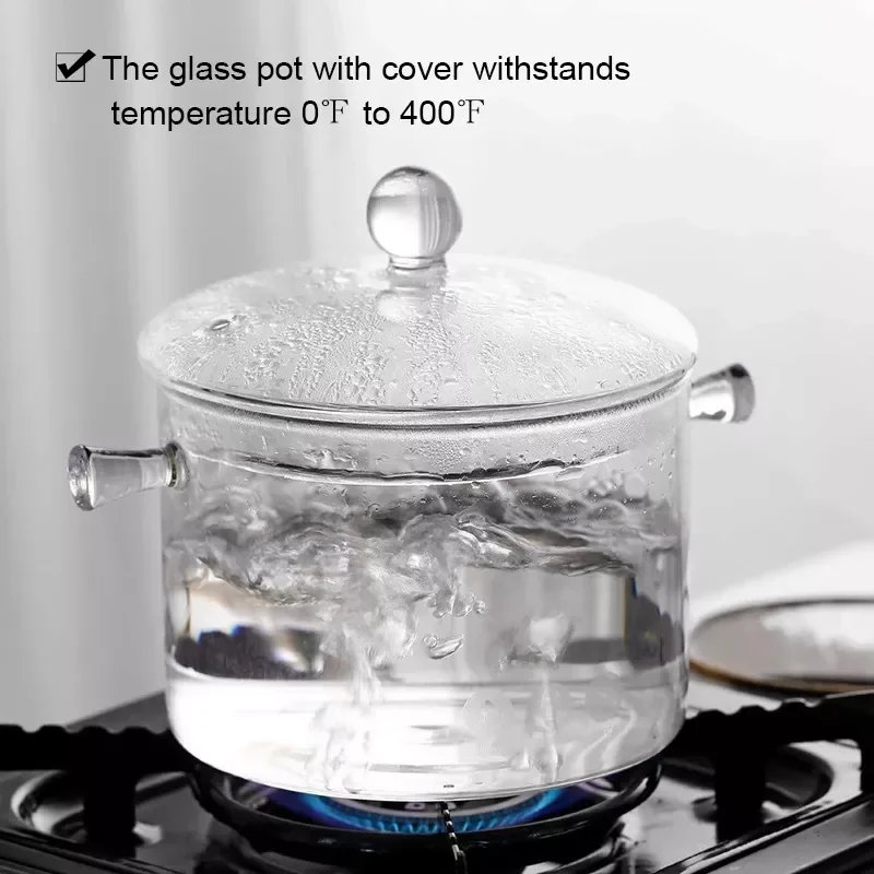 

Transparent Glass Soup Pot Household Kitchen Vegetable Salad Bowl Thickened Flame Explosion-Proof Cooking Saucepan Cookware