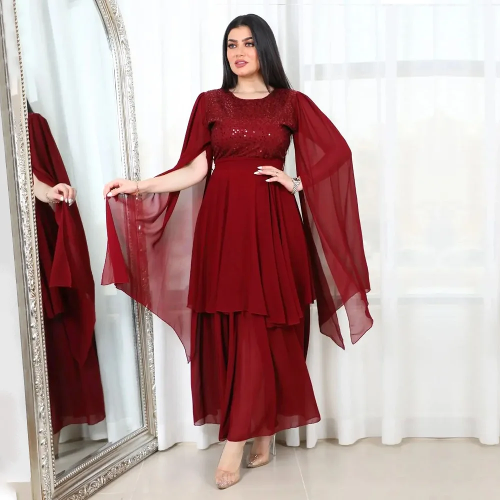 

Women's New Muslim Fashion Dubai Turkey India Abaya Arab Islamic Women Morocco Kraft Pearl Spangle with Belt Dress Skirt