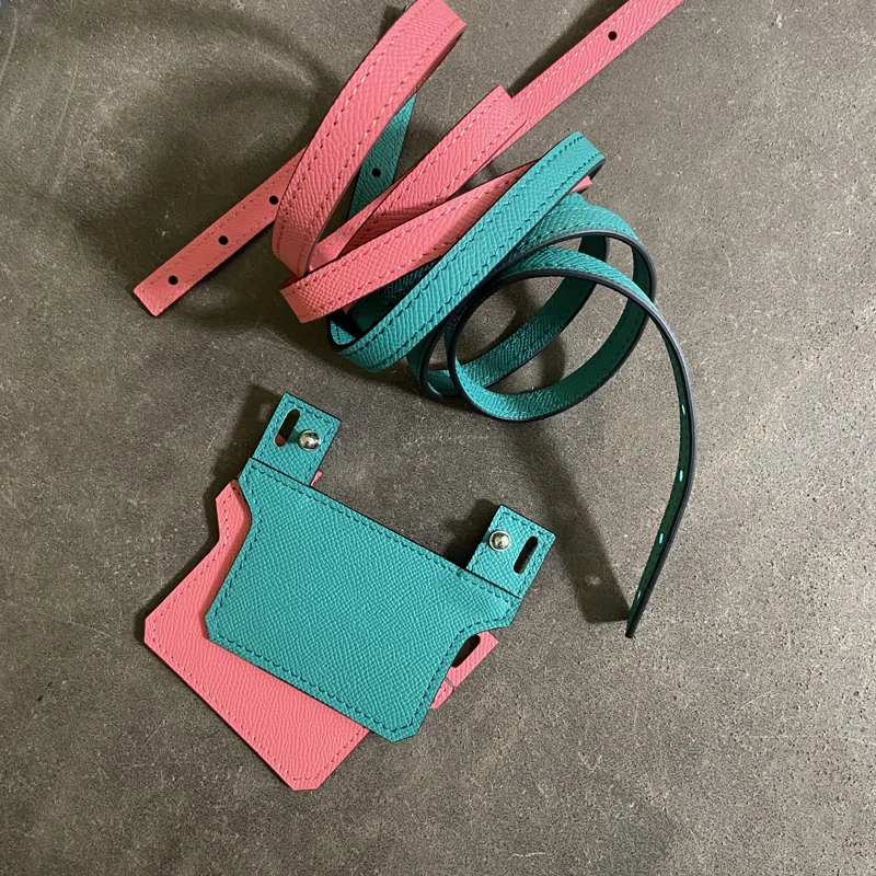 Transformation H bag Constace Slim diagonal bag strap first layer cowhide epsom elephant gray leather shoulder strap