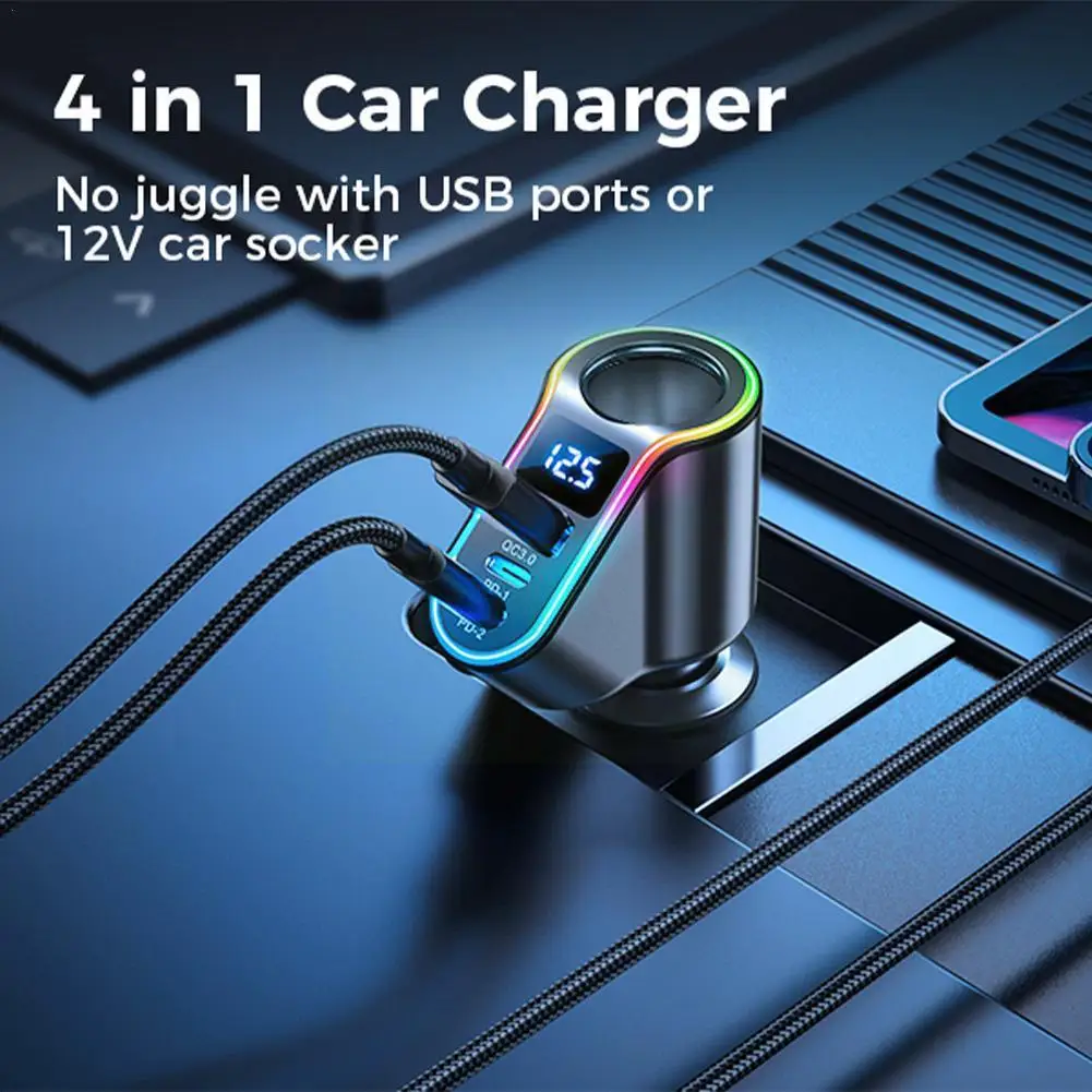 

Универсальное автомобильное зарядное устройство USB адаптер прикуриватель 150 Вт PD3.0 QC3.0 30 Вт Зарядное устройство для телефона Супербыстрое зарядное устройство для iPhone Samsun Y5V4