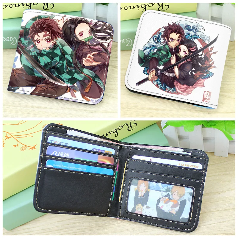 Anime Wallet Demon Slayer Kimetsu No Yaiba Kamado Tanjiro Nezuko PU Short Wallet Folding Zipper Purse Coin Pocket Bag
