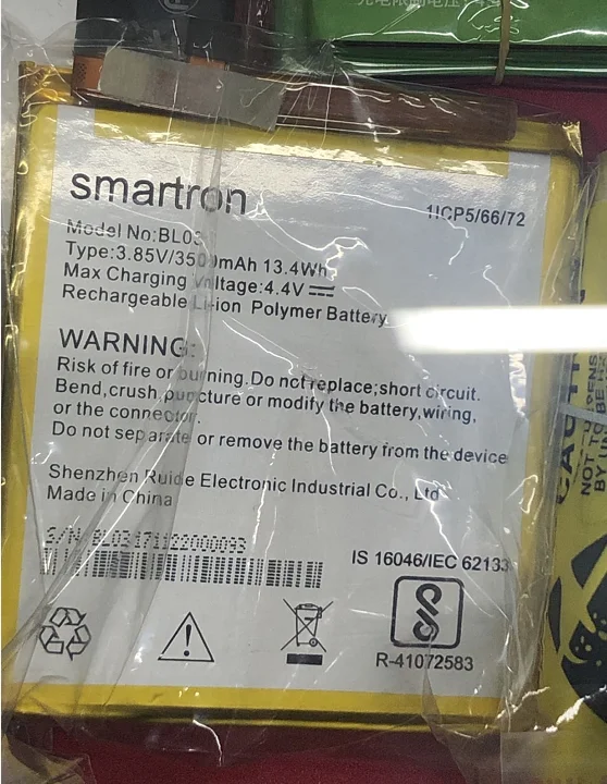 

SMARTRON BL03 Battery 3500MAH 1ICP5/66/72