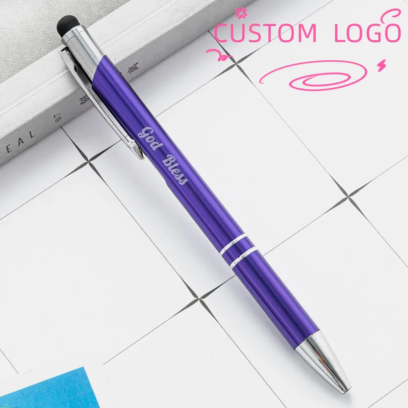 

5pcs Laser Engraved LOGO Metal Touch Ballpoint Pen New Personality GIft Pen Customized FREE With Your Text School Office Supplie