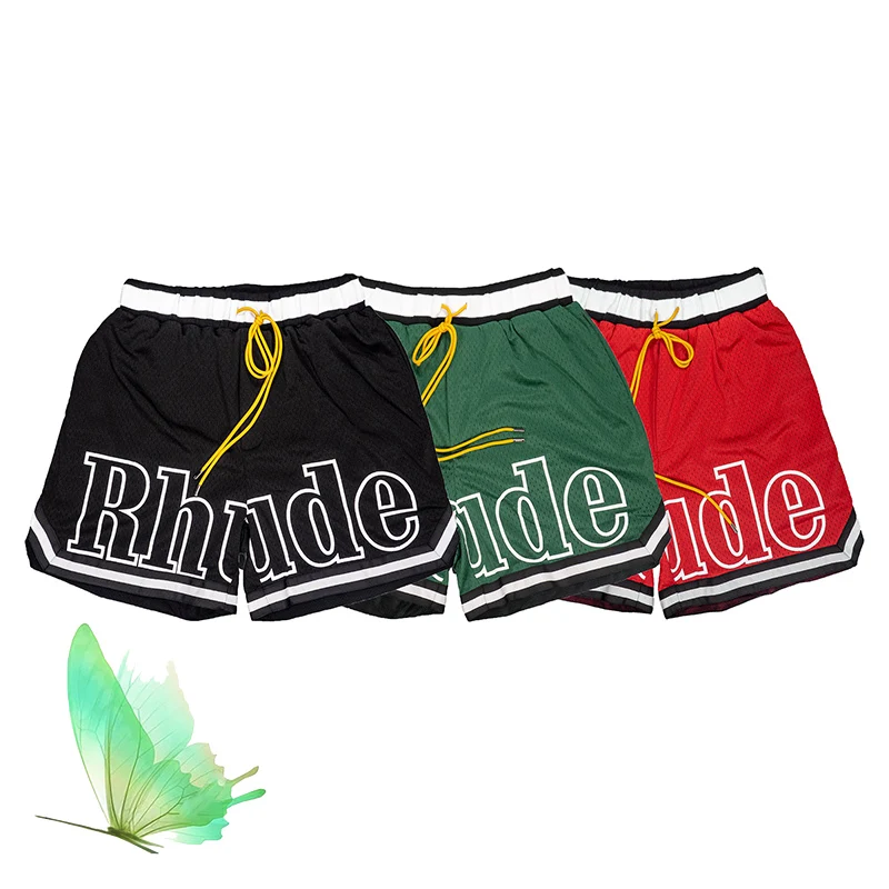 

Best Quality Mesh RHUDE Shorts Men Women 1:1 Casual Fashion Hip Hop Jogger Drawstring Printing Rhude Shorts Breeches