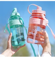 600100015002000ml water bottle sports plastic large capacity hiking cups with straw outdoor climbing drink waterbottle kettle