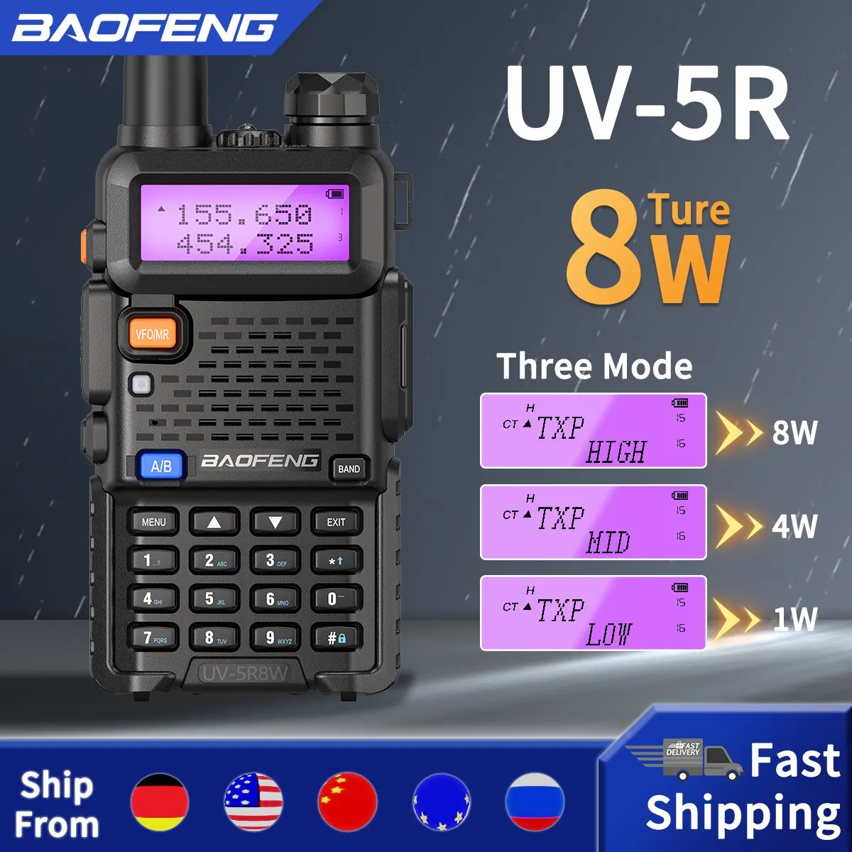 Baofeng Walkie Talkie UV 5R 5W 8W Dual Band Ham Two Way Radi