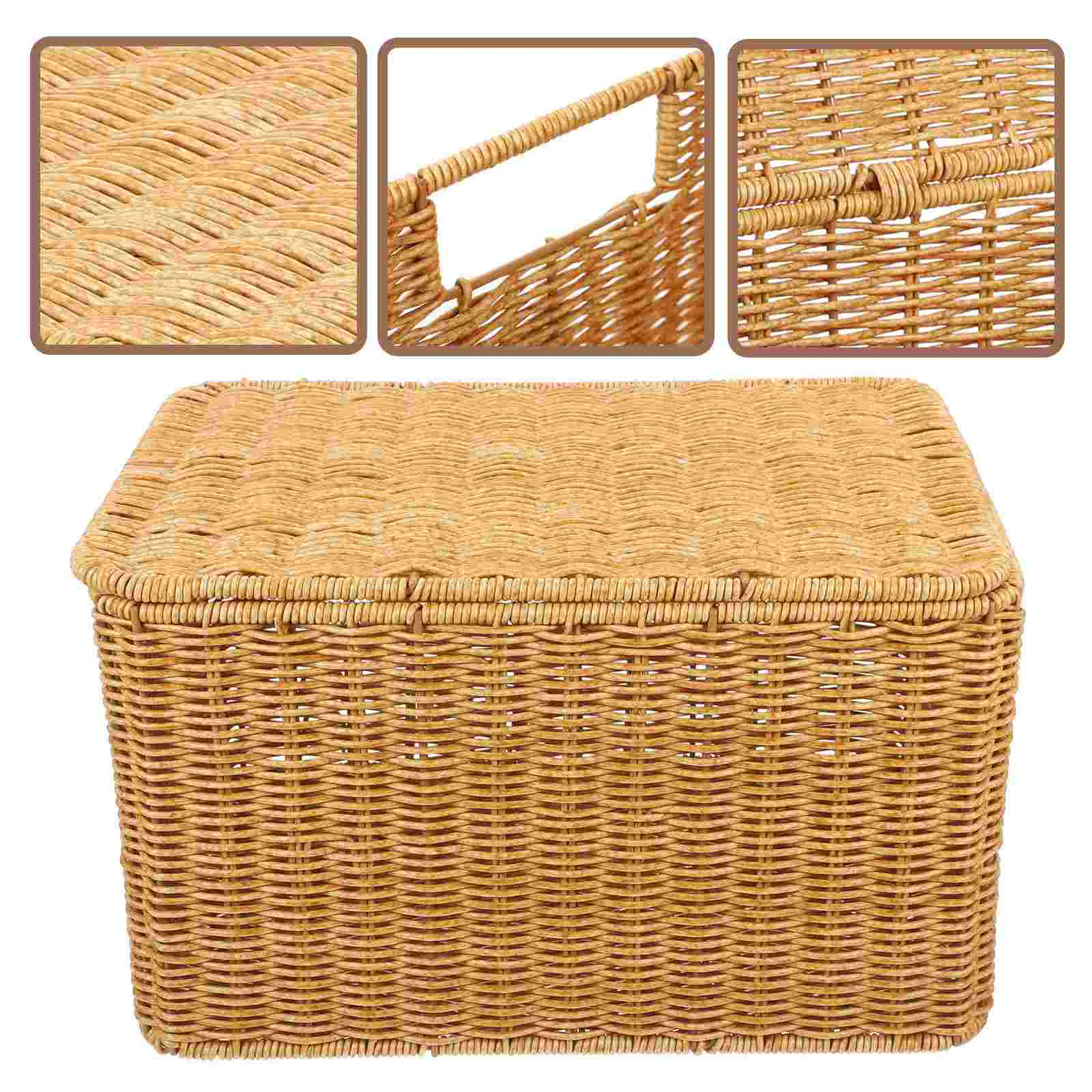 

Woven Storage Basket Clothes Bins Lids Decorative Closet Box Large Handwoven Sundries Holder Sundry Receiving Laundry