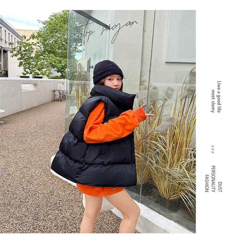 Down Jacket Women's Vest Winter Demi-season Parka New In Outerwear Spring Shirts and Blouses Sleeveless Zipper Casual Fashion