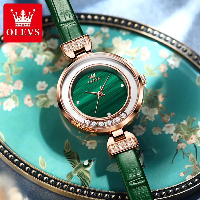 OLEVS Fashion Creative Womens Quartz Watch For Women Small Dial Casual Watch Leather Strap 30M Waterproof Watch Reloj Mujer 5540